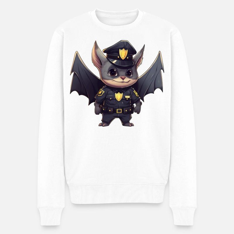 Fledermaus Polizei - Männer Premium Bio Pullover - Weiß