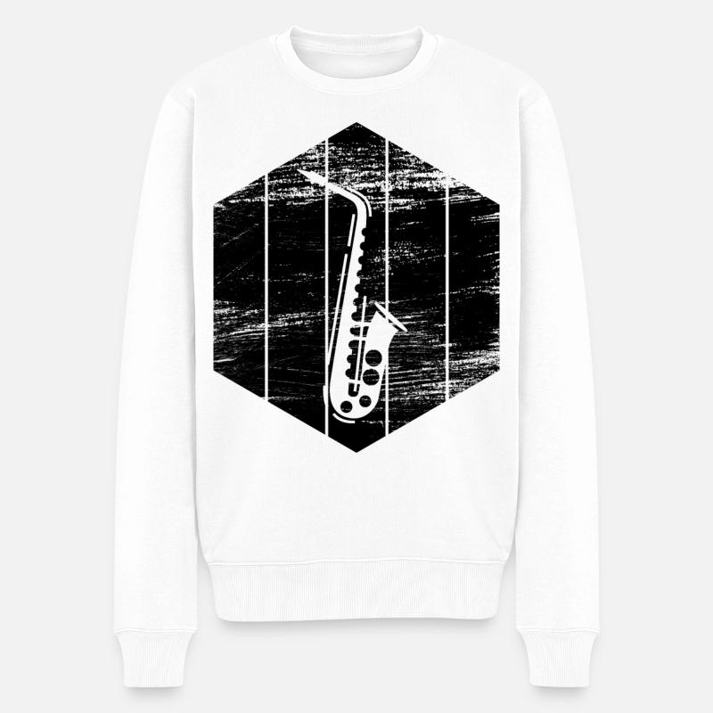 Saxophon Skizze - Männer Premium Bio Pullover - Weiß