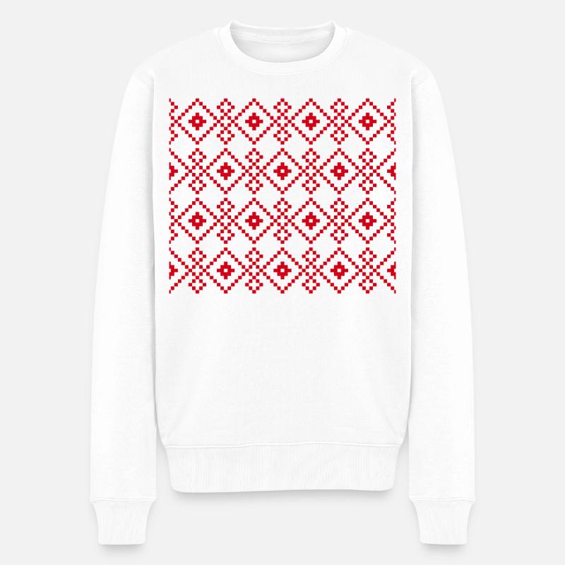 Weihnachtlicher einfarbiger Pullover (rot) - Männer Premium Bio Pullover - Weiß
