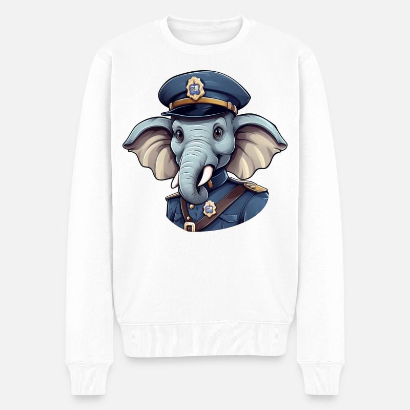 Policier éléphant - Pull Premium bio Homme - blanc