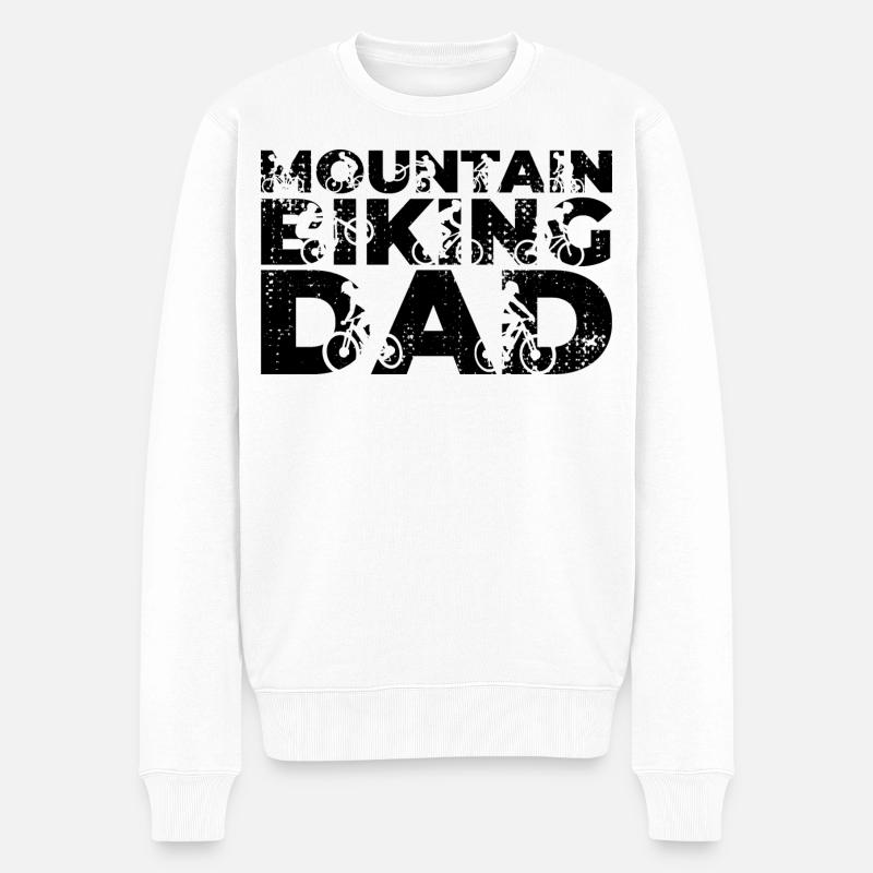 Mountainbiking Papa - Männer Premium Bio Pullover - Weiß