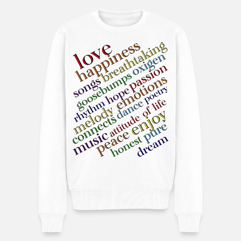 Typographie arc-en-ciel Joie de vivre - Pull Premium bio Homme - blanc