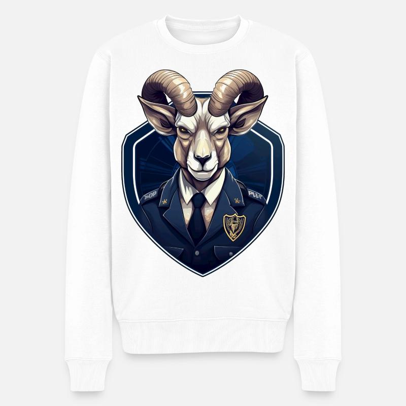 Polizei Steinbock - Männer Premium Bio Pullover - Weiß