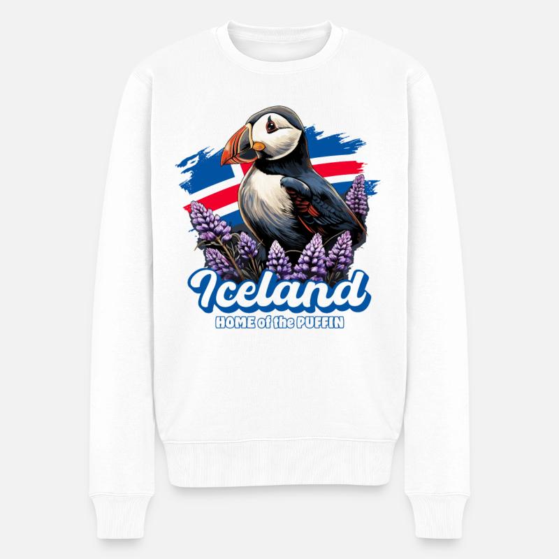 Islande – Maison du macareux, macareux - Pull Premium bio Homme - blanc