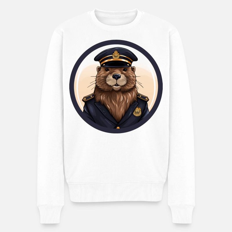 Biber Polizei - Männer Premium Bio Pullover - Weiß