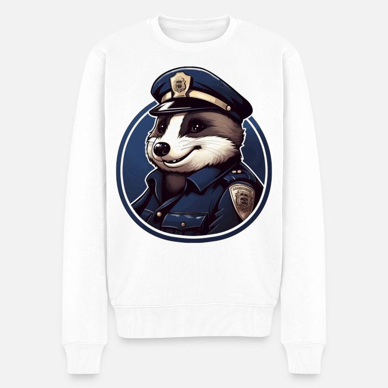 Dachs Polizei - Männer Premium Bio Pullover - Weiß