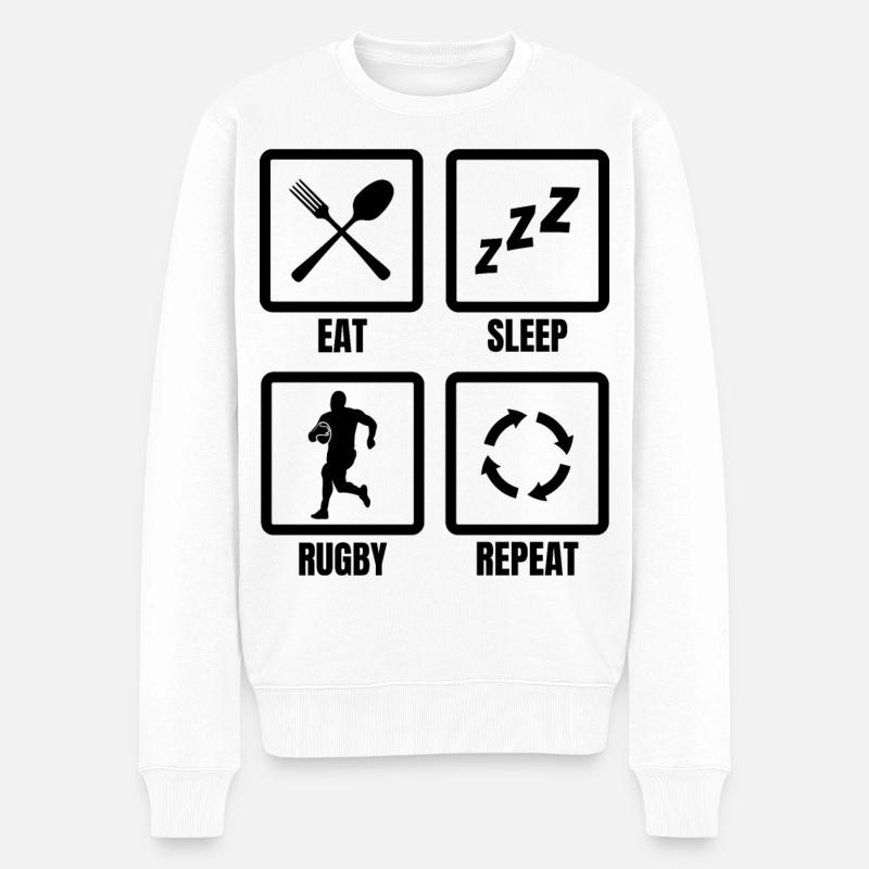 Täglicher Rugby Spielplan - Männer Premium Bio Pullover - Weiß