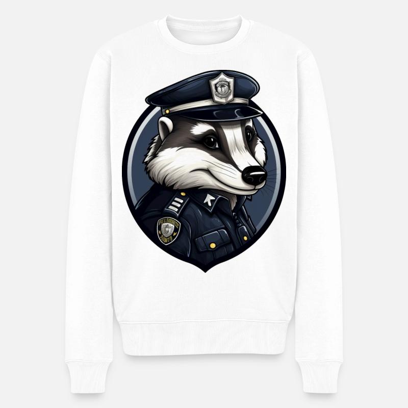 Dachs Polizei - Männer Premium Bio Pullover - Weiß