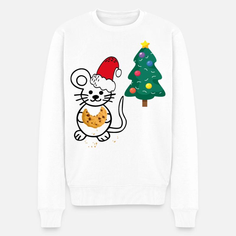 Noël, Arbre De Noël, Souris - Pull Premium bio Homme - blanc