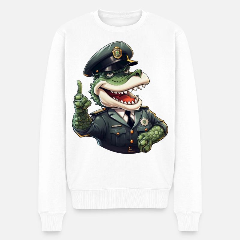Krokodil Polizist - Männer Premium Bio Pullover - Weiß