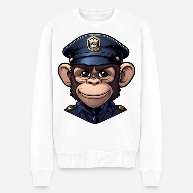 Polizei Affe - Männer Premium Bio Pullover - Weiß