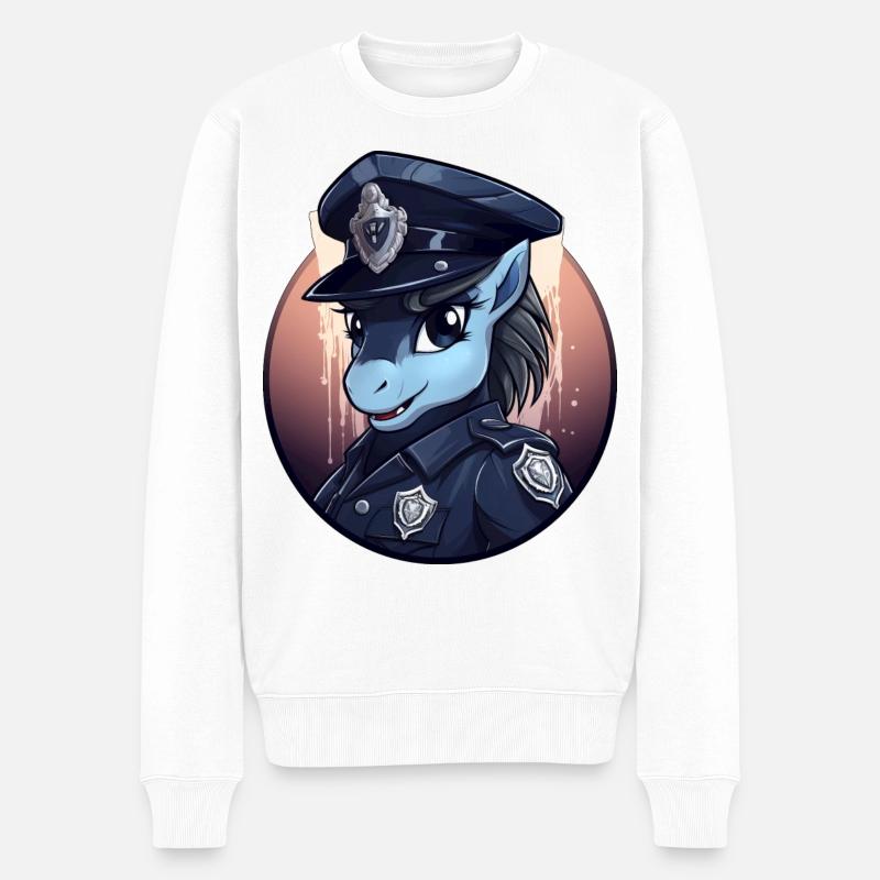 Pony Polizei - Männer Premium Bio Pullover - Weiß
