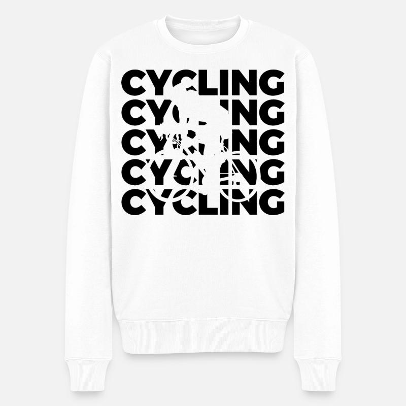 Lustiger Radfahrer - Männer Premium Bio Pullover - Weiß
