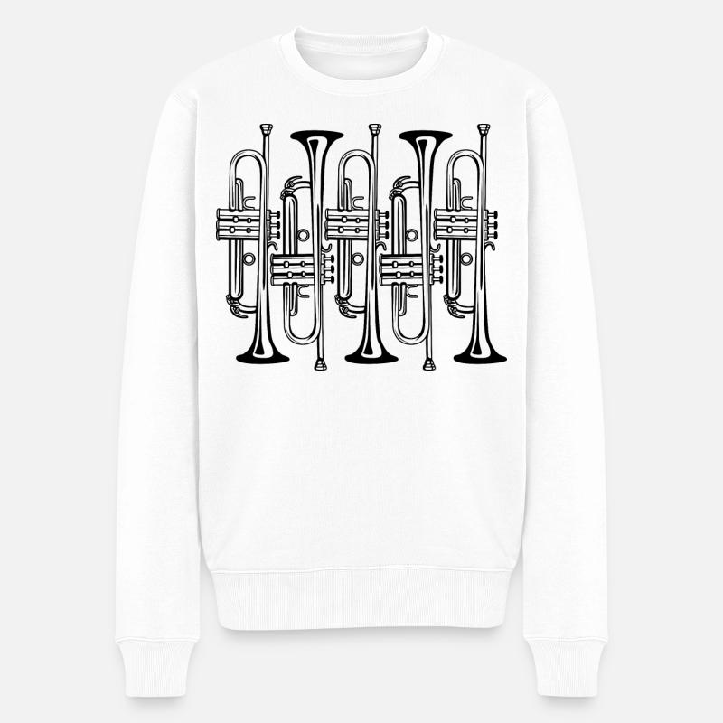 Skizze Trompete - Männer Premium Bio Pullover - Weiß