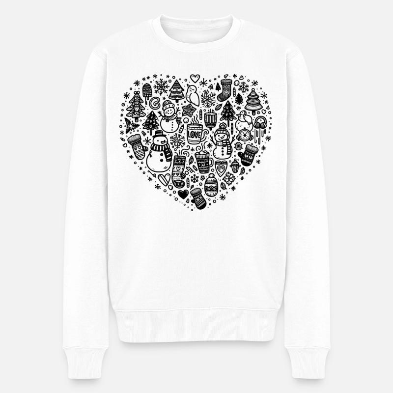 Hello Winter! Winter Love - Männer Premium Bio Pullover - Weiß