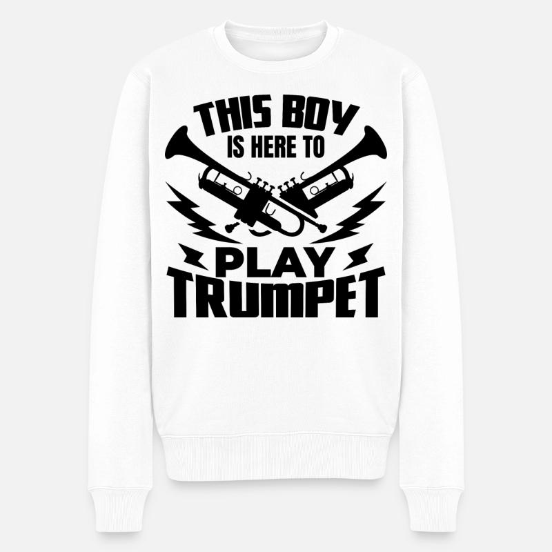 Trompeterjunge - Männer Premium Bio Pullover - Weiß