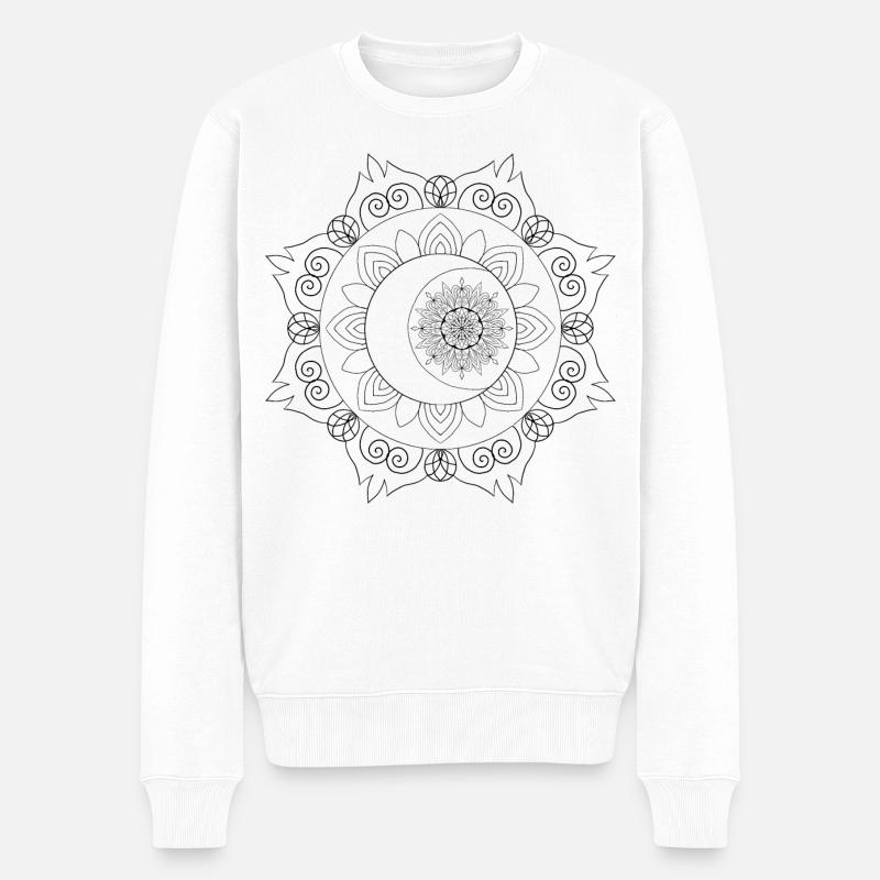 Mandala - Männer Premium Bio Pullover - Weiß