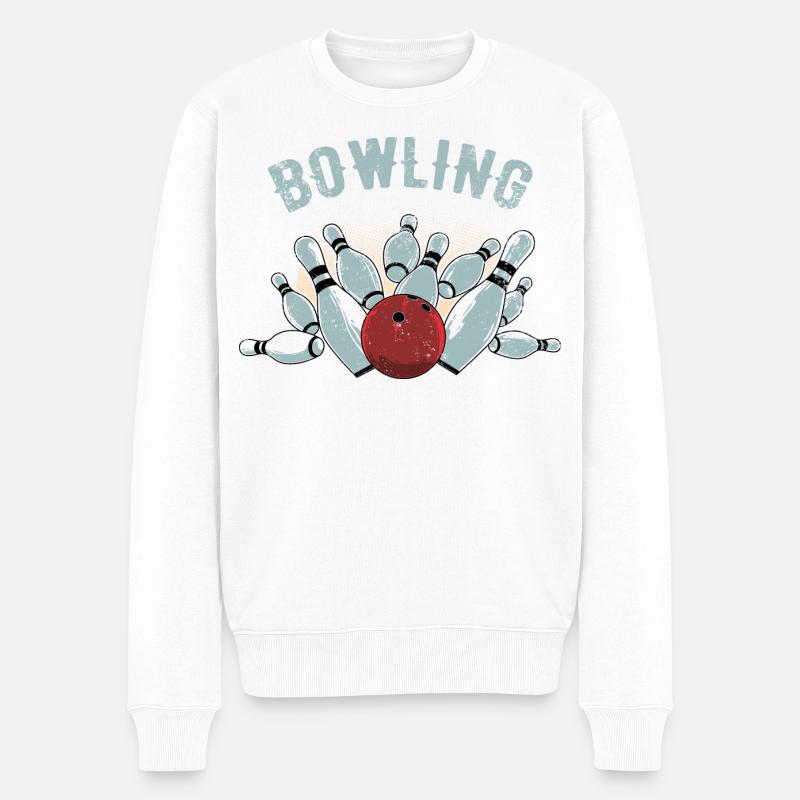 Bowling Strike Skizze - Männer Premium Bio Pullover - Weiß
