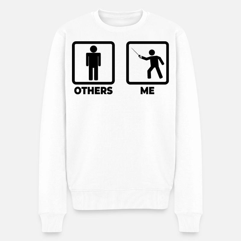 Lustiger Fechter - Männer Premium Bio Pullover - Weiß