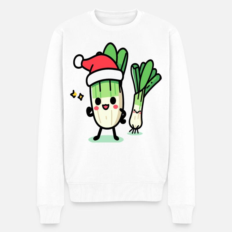 Poireaux kawaii de Saint-Nicolas - Pull Premium bio Homme - blanc
