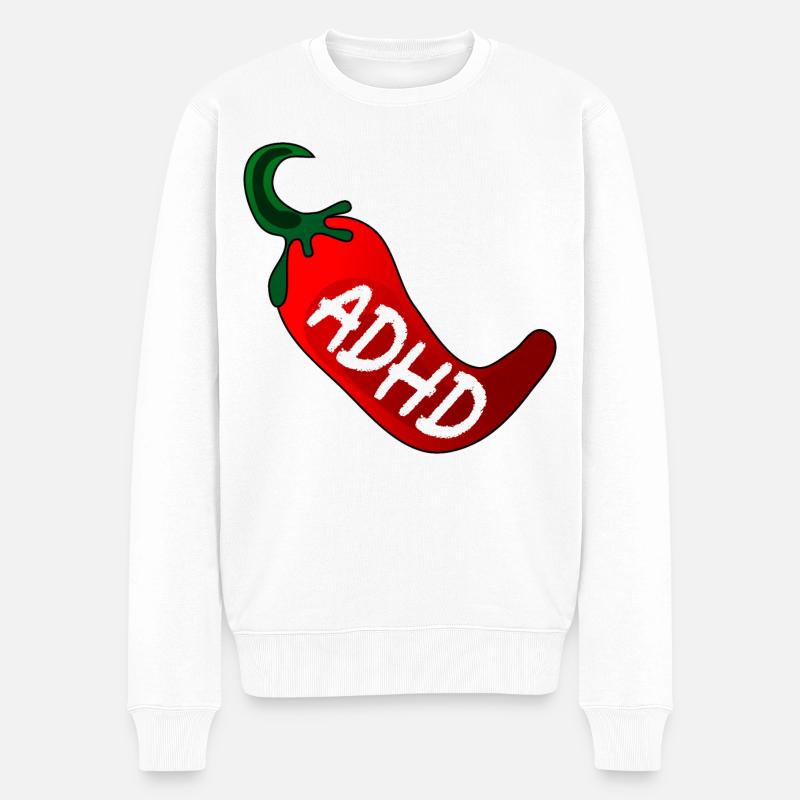 NEUORDIVERSITÄT ADHS PEPERONI - Männer Premium Bio Pullover - Weiß