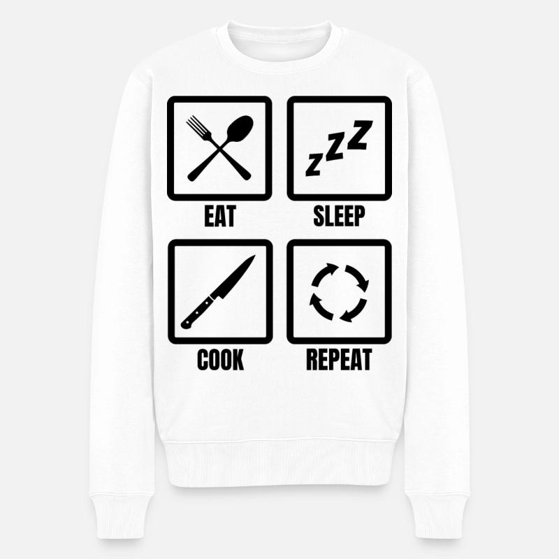 Kochen Tägliche Routine - Männer Premium Bio Pullover - Weiß