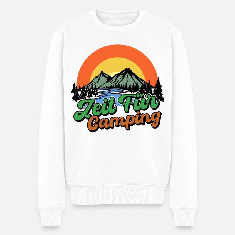 Camping Camping Déclaration Mountains Camper - Pull Premium bio Homme - blanc
