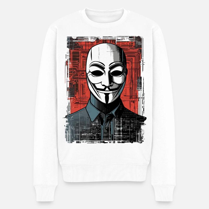 Anonymous Maske - Männer Premium Bio Pullover - Weiß