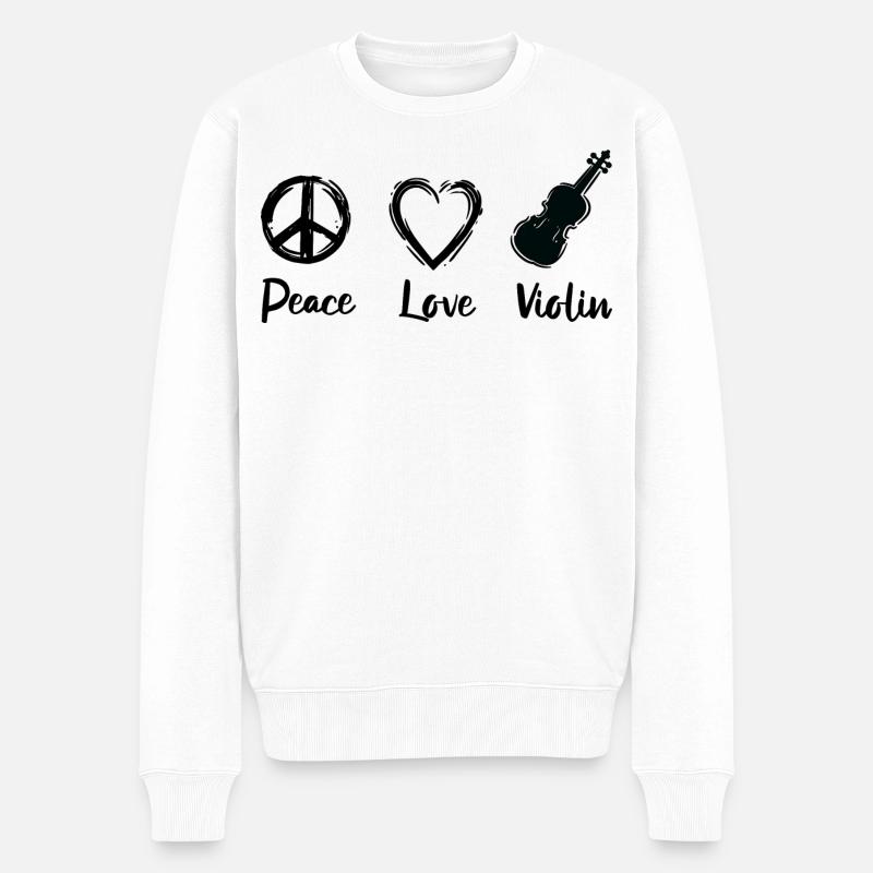 Paix Amour Violon - Pull Premium bio Homme - blanc