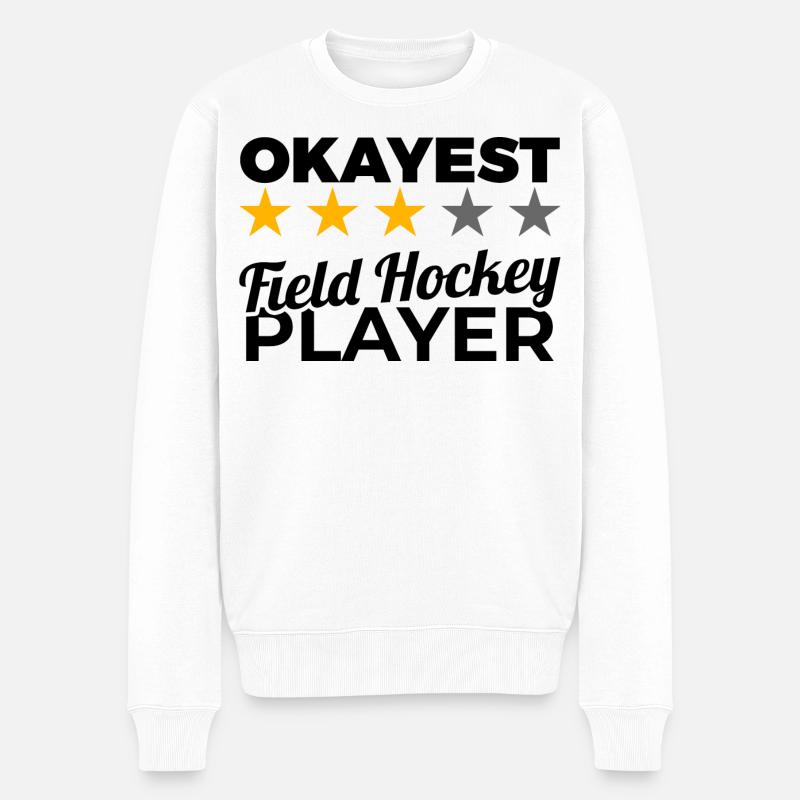 Lustiger Feldhockeyspieler - Männer Premium Bio Pullover - Weiß
