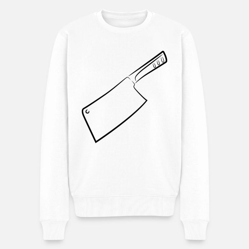 Hackbeil Zeichnung - Männer Premium Bio Pullover - Weiß