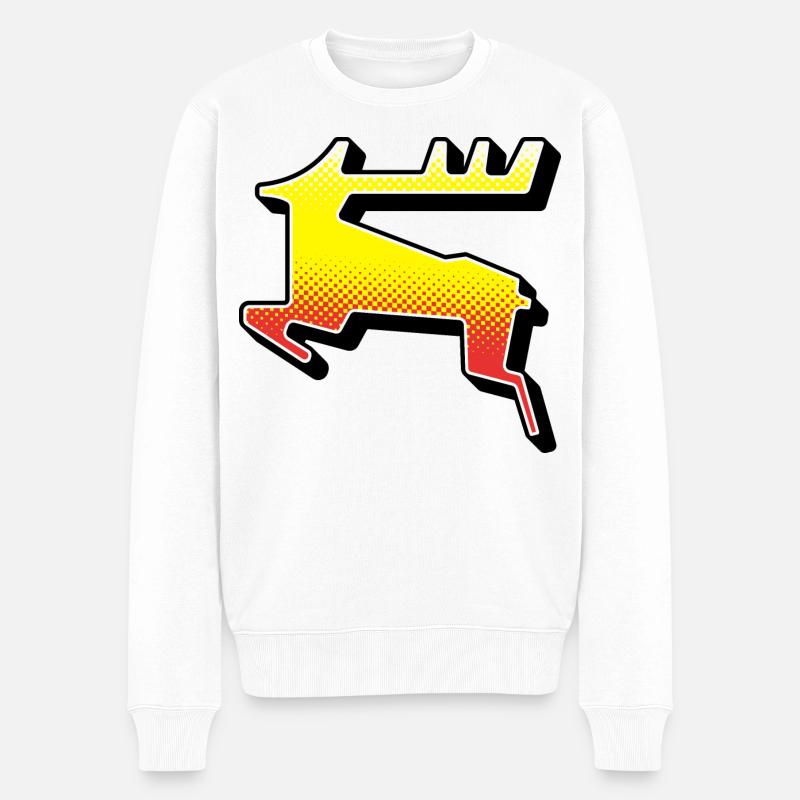 Hirsch. Säge-Symbol - Männer Premium Bio Pullover - Weiß