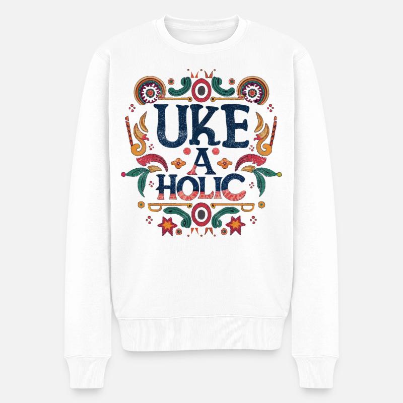 Uke-aholic - Männer Premium Bio Pullover - Weiß