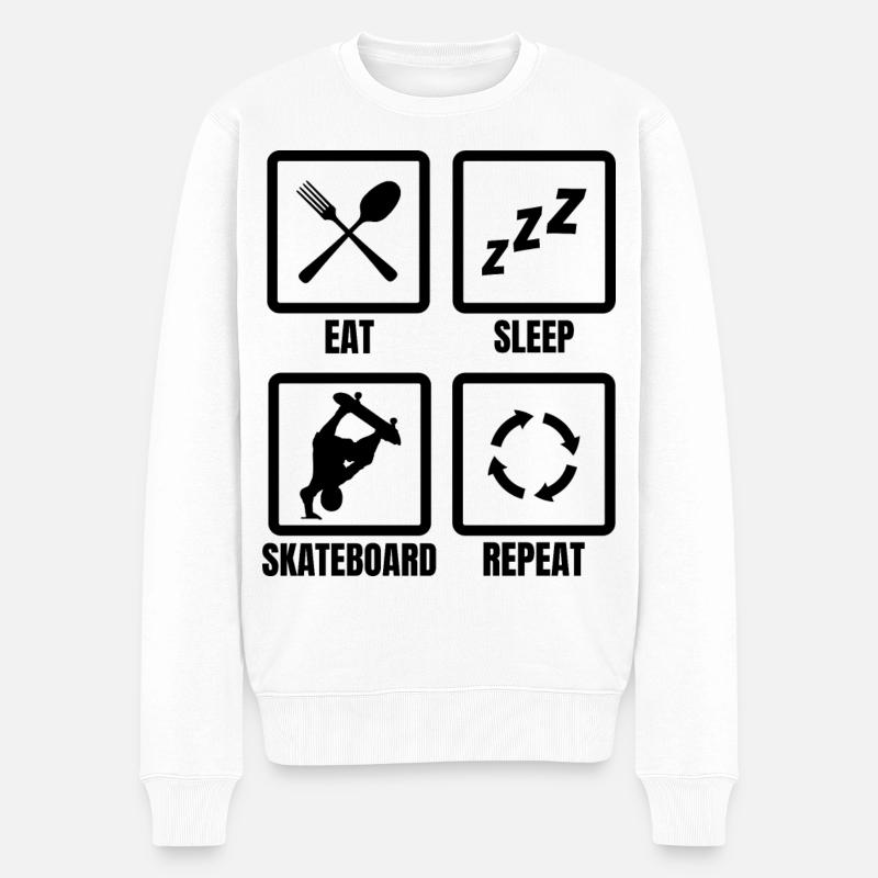 Skateboarding Routine - Männer Premium Bio Pullover - Weiß