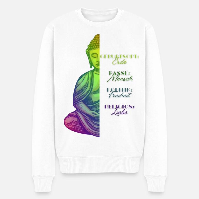 Buddha Farbpalette Erde Liebe Freiheit - Männer Premium Bio Pullover - Weiß