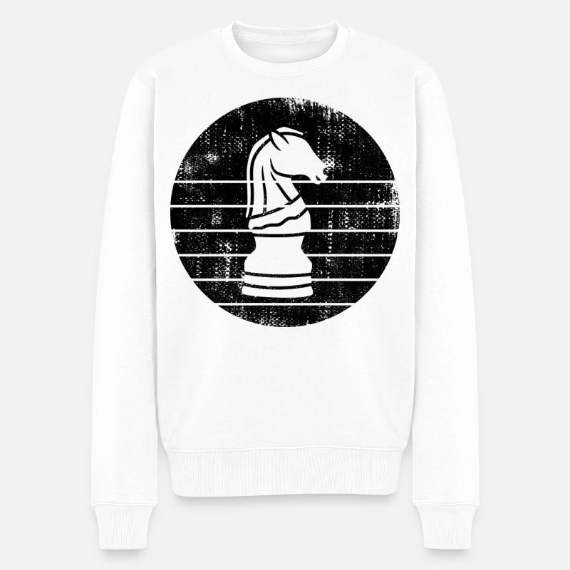 Dessin de chevalier d’échecs - Pull Premium bio Homme - blanc