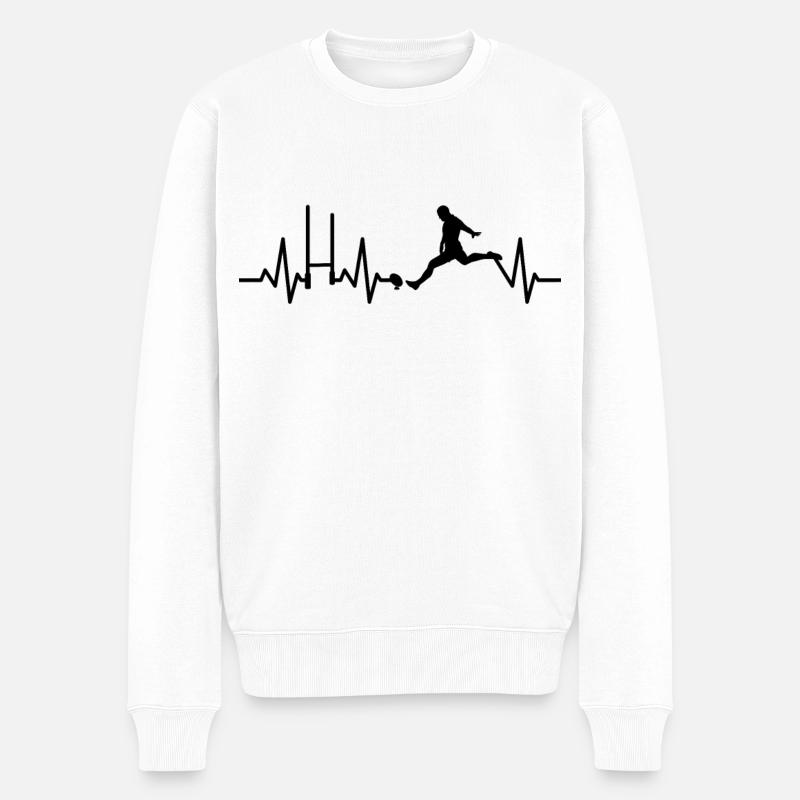 Rugbyspieler Herzklopfen - Männer Premium Bio Pullover - Weiß