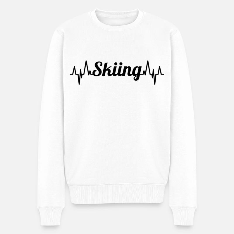 Skifahren Herzschlag - Männer Premium Bio Pullover - Weiß