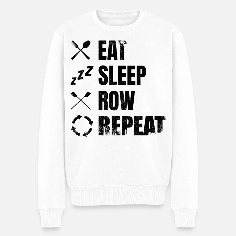 Rudern Ablauf - Männer Premium Bio Pullover - Weiß