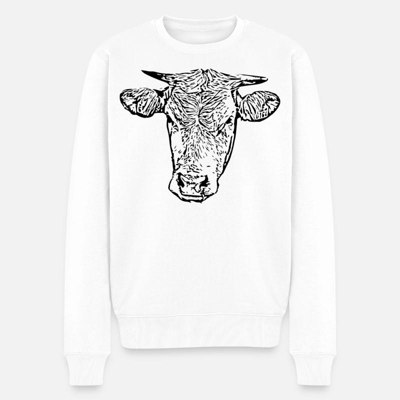 Vache - Pull Premium bio Homme - blanc