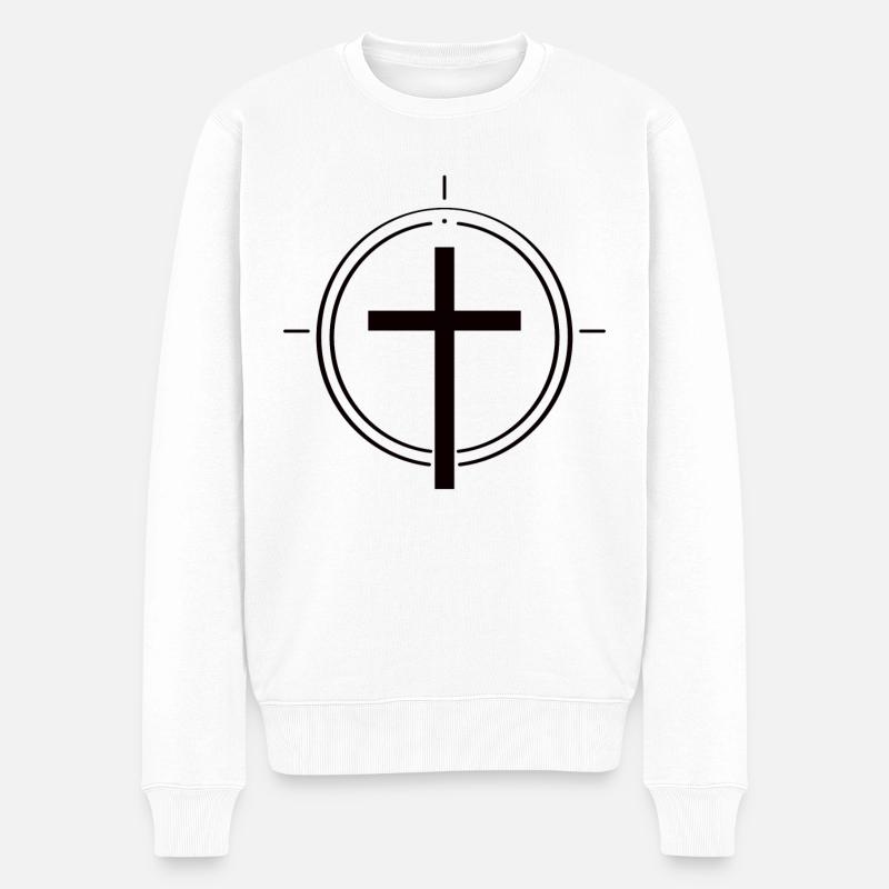 Simplement chrétien – Croix de la foi - Pull Premium bio Homme - blanc