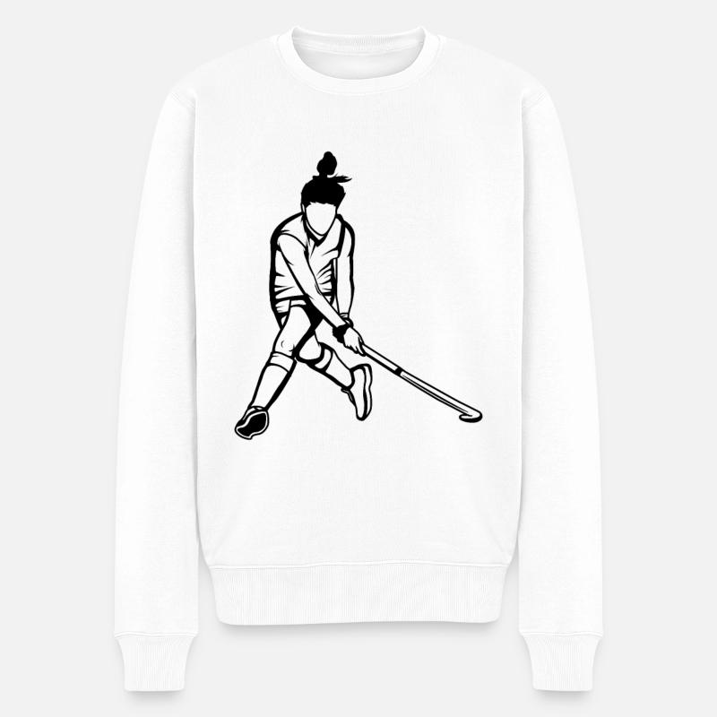 Feldhockeyspieler - Männer Premium Bio Pullover - Weiß