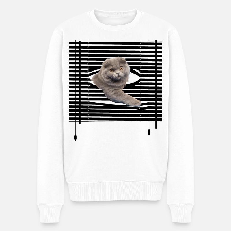Meine Katze flieht - Männer Premium Bio Pullover - Weiß