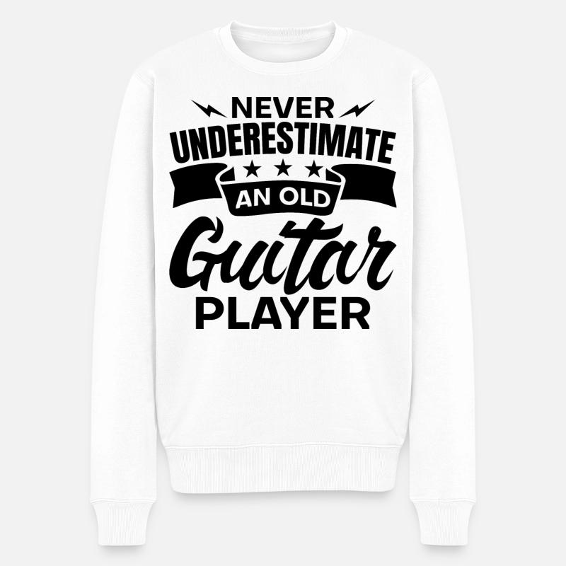 Alter Gitarrist - Männer Premium Bio Pullover - Weiß