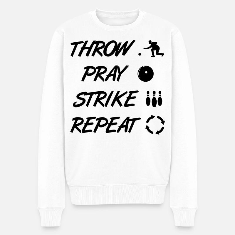 Throw Pray Strike Repeat - Männer Premium Bio Pullover - Weiß