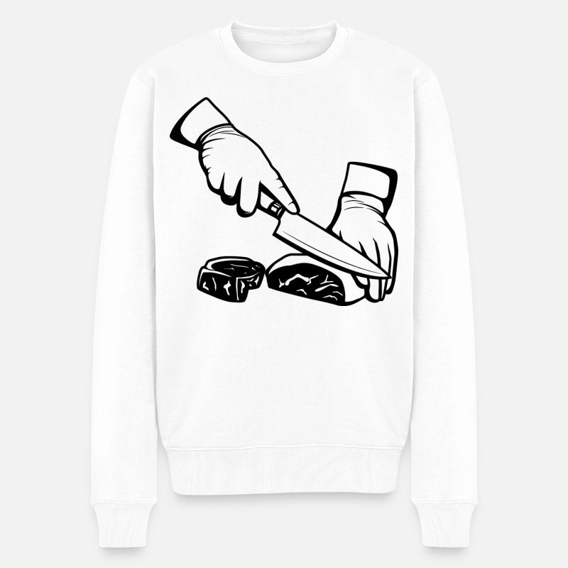 Découpe de la viande - Pull Premium bio Homme - blanc