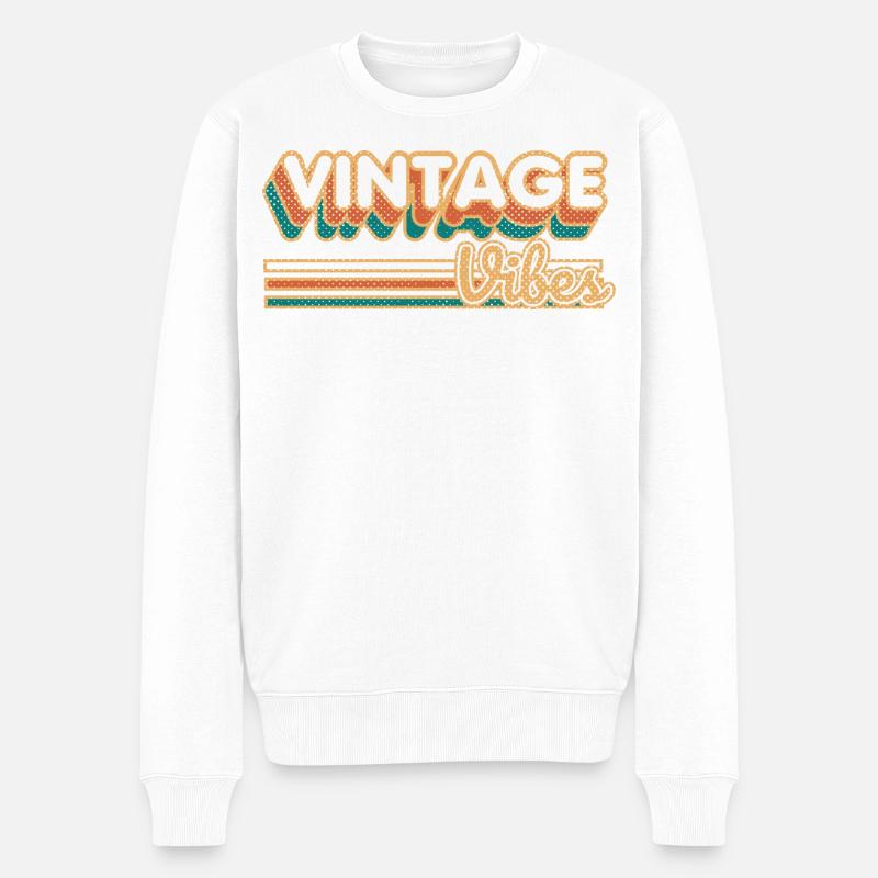Vintage Vibes Retro Stripes - Männer Premium Bio Pullover - Weiß