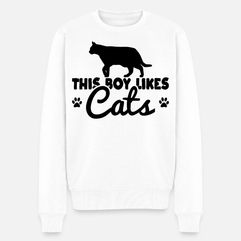 Katzen Junge - Männer Premium Bio Pullover - Weiß
