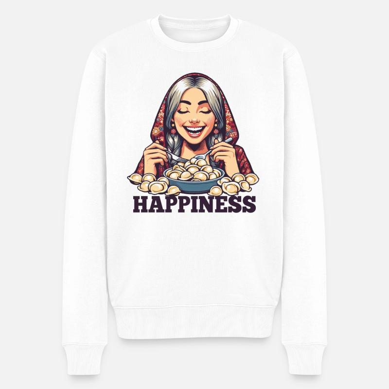 Pelmeni Glück Geschenk - Männer Premium Bio Pullover - Weiß