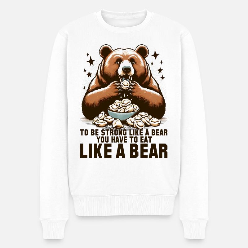 Pelmeni Bär stark Geschenk - Männer Premium Bio Pullover - Weiß